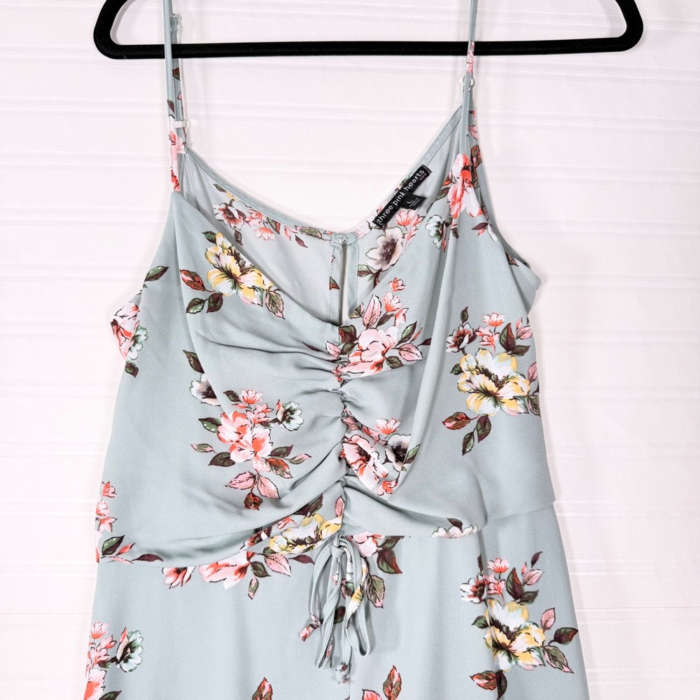 Sage Green Floral Handkerchief Midi Dress Large garden party fairy Cottagecore - Picture 3 of 10